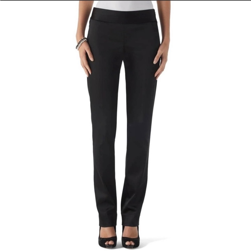 White House Black Market Slim Leg Black Satin Pants Size 6R